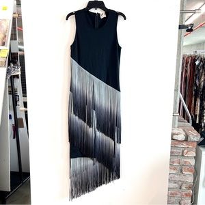 HAUTE HIPPIE OMBRÉ FRINGE PONTE DRESS - SZ 4